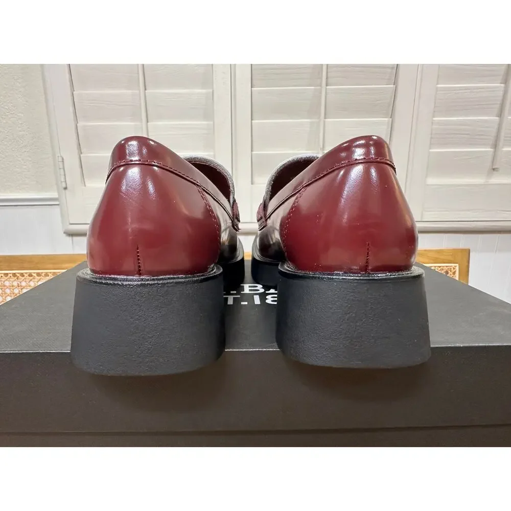 G.H.BASS & CO. Bowery Square Toe Penny Loafers Wine Combo Leather Size 5.5 NIB - Picture 11 of 15